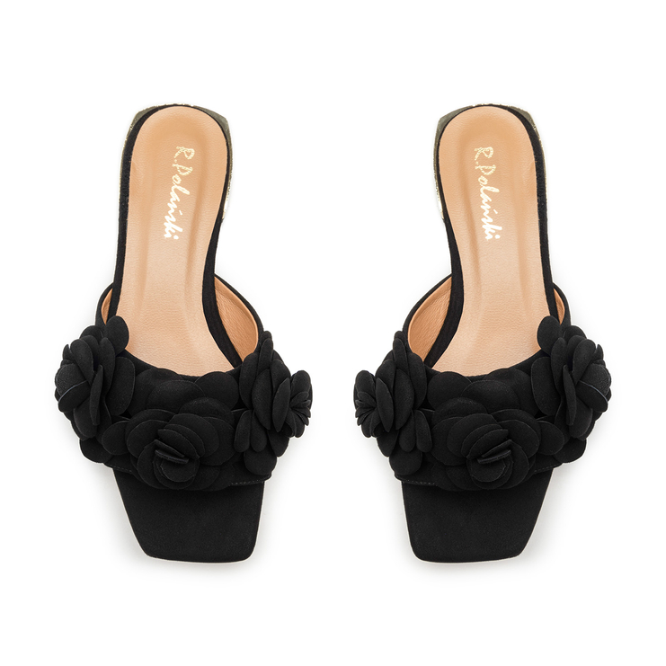 Klapki R.Polański 1281 - Czarny Zamsz