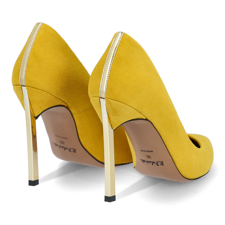 Szpilki 1044 - Żółty Zamsz