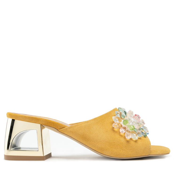 Klapki R.Polański 1021 - Yellow Zamsz