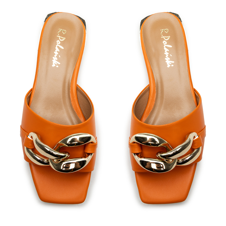 Klapki R.Polański 1271 - Pomarańczowy Lico