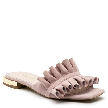 Klapki R.Polański 1282 - Różowy Zamsz