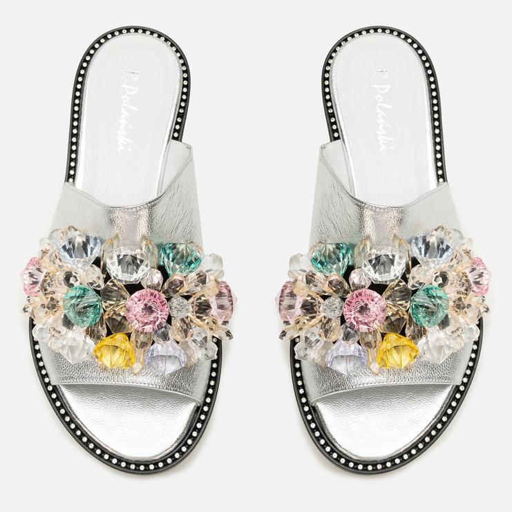 Klapki R.Polański 1501/X - Srebrny Lico