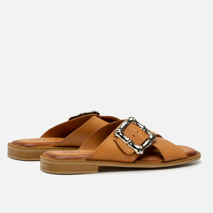 Klapki R.Polański 2152 - Camel Lico