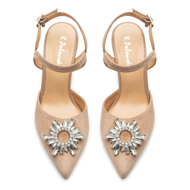 Sandały R.Polański 1419 - Beżowy Zamsz