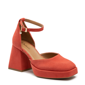 Sandały R.Polański 1454 - Koralowy Zamsz