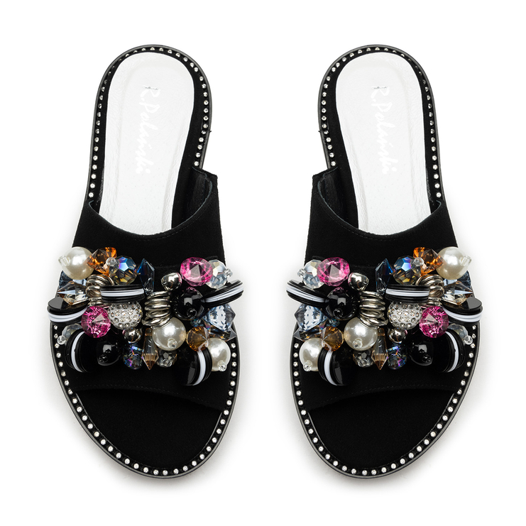 Klapki R.Polański 1501/A - Czarny Zamsz