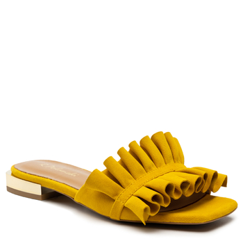 Klapki R.Polański 1282 - Żółty Zamsz