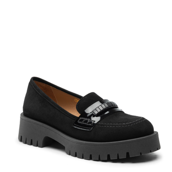 Mokasyny R.Polański 1592 - Czarny Zamsz