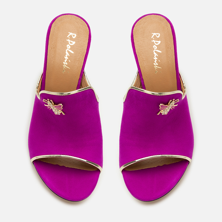 Klapki R.Polański 1007 - Fuksja Zamsz