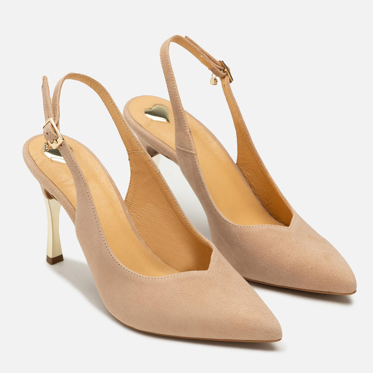 Sandały R.Polański 1014 - Beżowy Zamsz