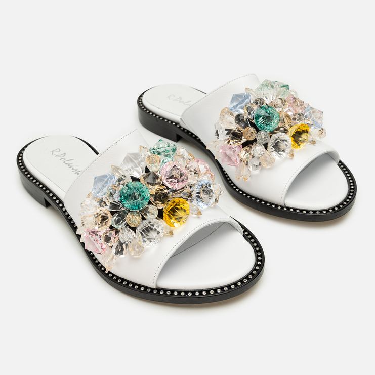 Klapki R.Polański 1501/X - Biały Lico/Czarny