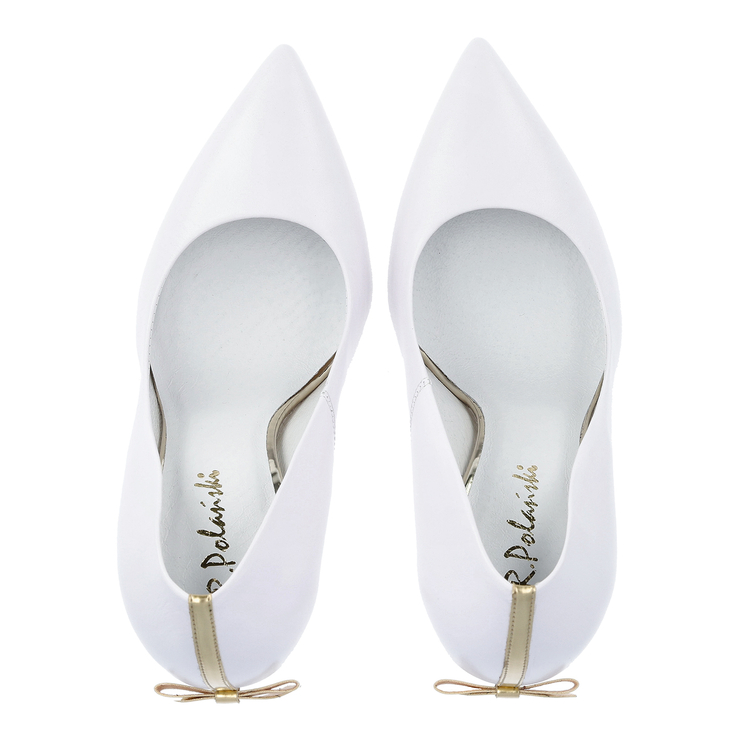 Szpilki 1223 - Biały Lico/Złoty