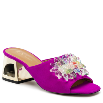 Klapki R.Polański 1021 - Fuksja Zamsz