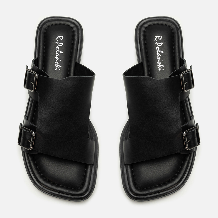 Klapki R.Polański 2203 - Czarny Lico