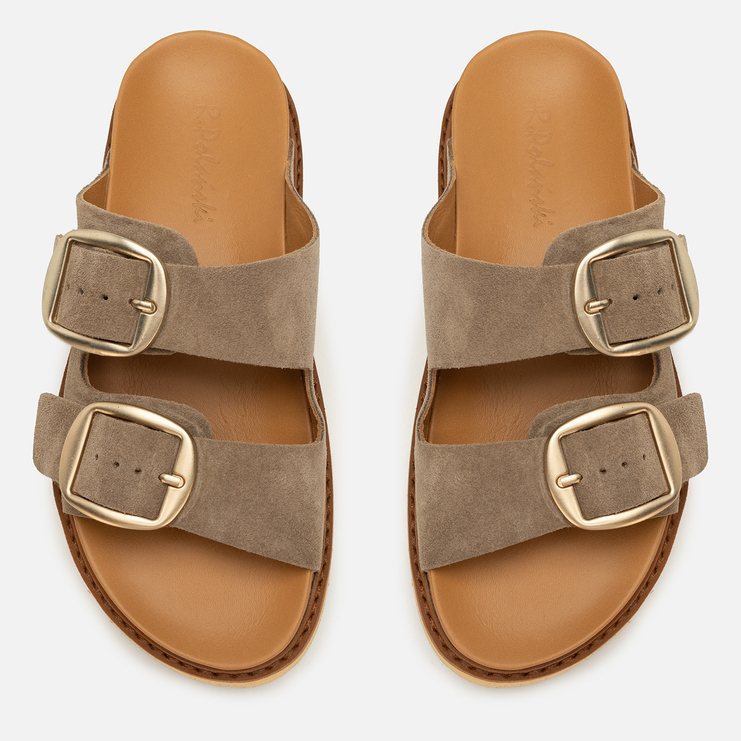 Klapki R.Polański 2157 - Taupe Zamsz