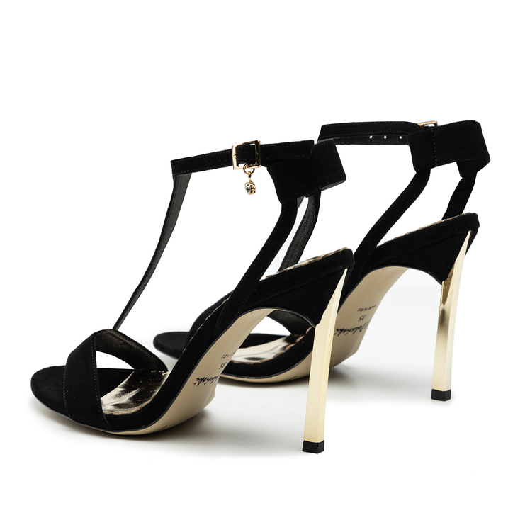 Sandały R.Polański 1074 - Czarny Zamsz