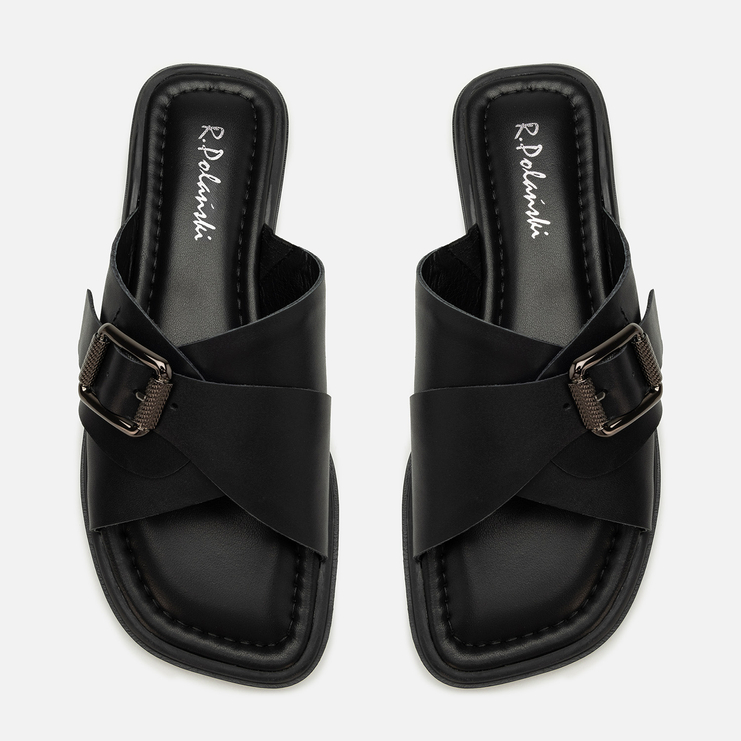 Klapki R.Polański 2205 - Czarny Lico