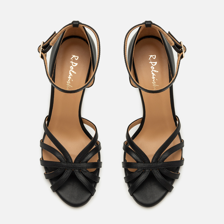 Sandały R.Polański 1812 - Czarny Lico