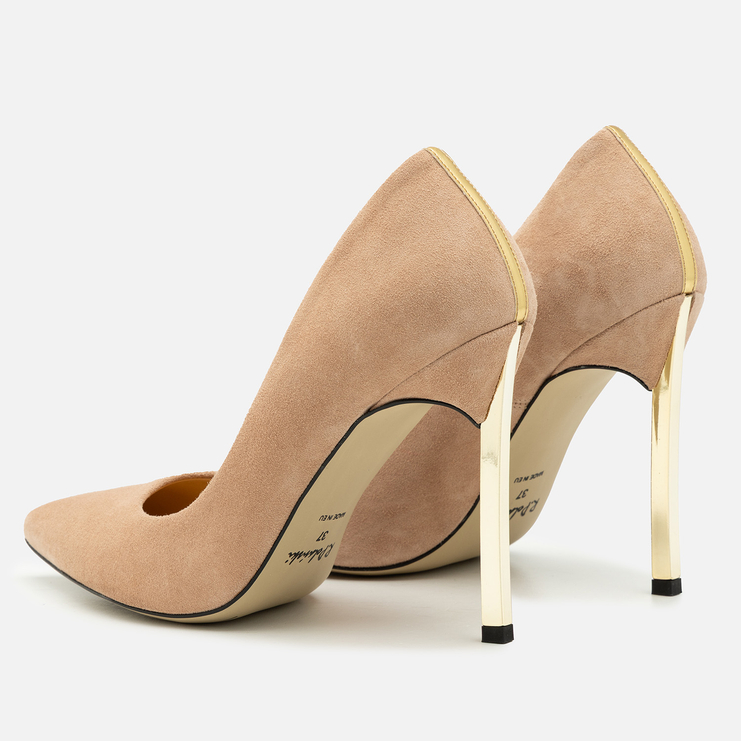 Szpilki 1044 - Beżowy Zamsz