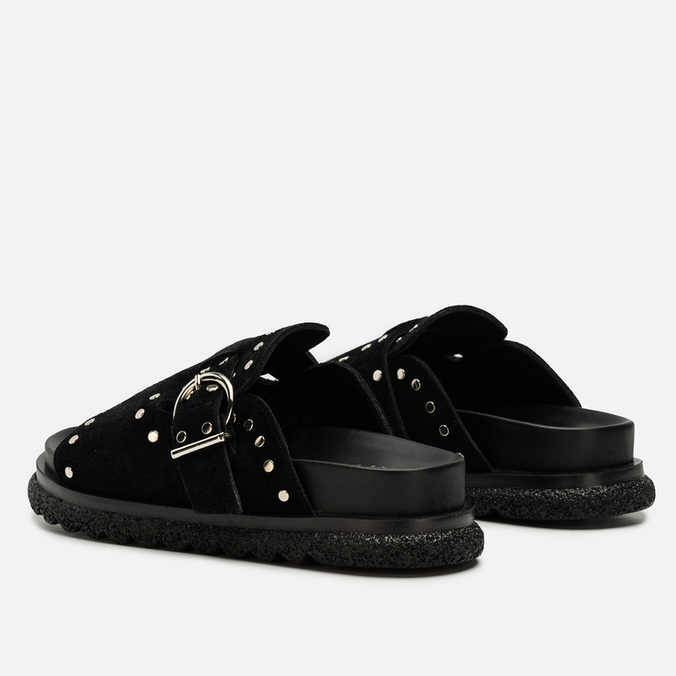 Klapki R.Polański 2160 - Czarny Zamsz