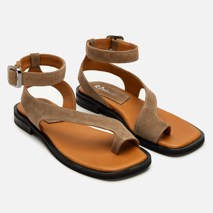 Sandały R.Polański 2178 - Cappuccino Zamsz