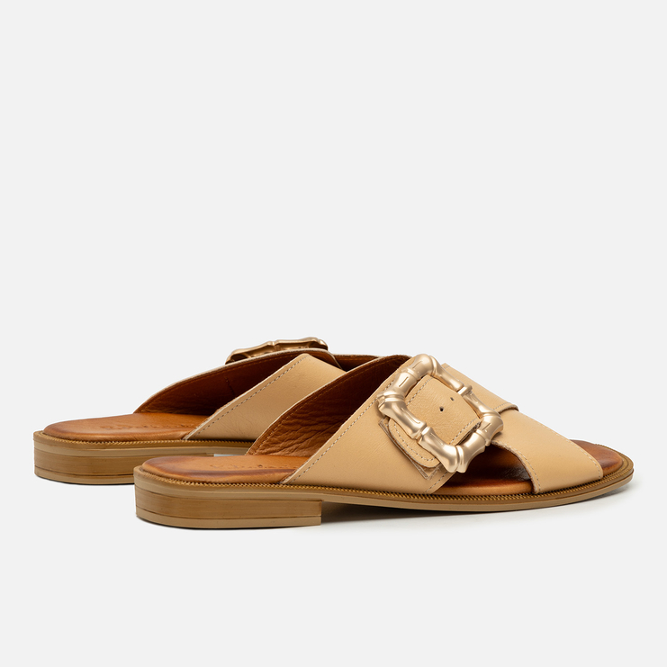 Klapki R.Polański 2152 - Beżowy Lico