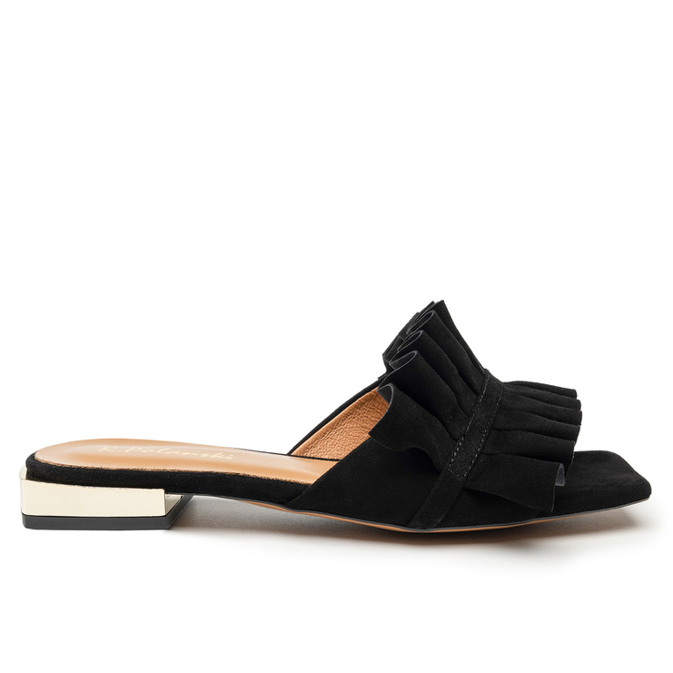 Klapki R.Polański 1282 - Czarny Zamsz