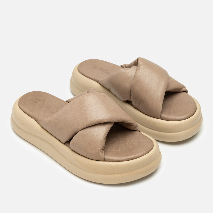 Klapki R.Polański 2198 - Cappuccino Lico