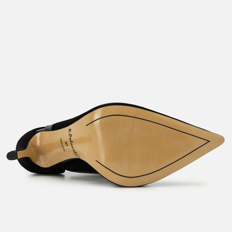 Szpilki R.Polański 2259 - Czarny Zamsz/Czarny Lakier