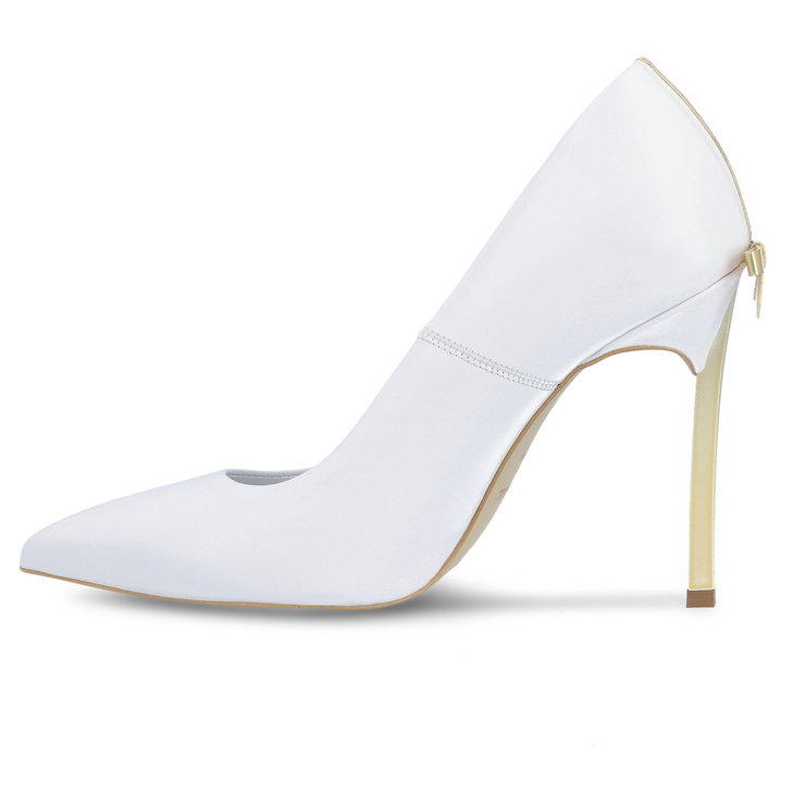 Szpilki 1223 - Biały Lico/Złoty