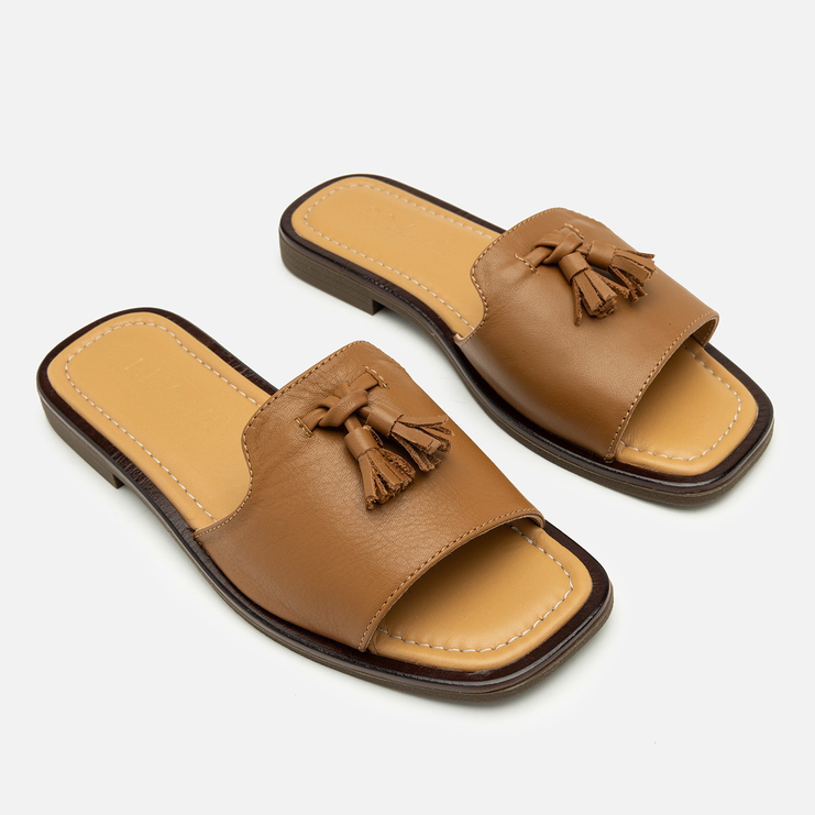 Klapki R.Polański 2140 - Camel Lico