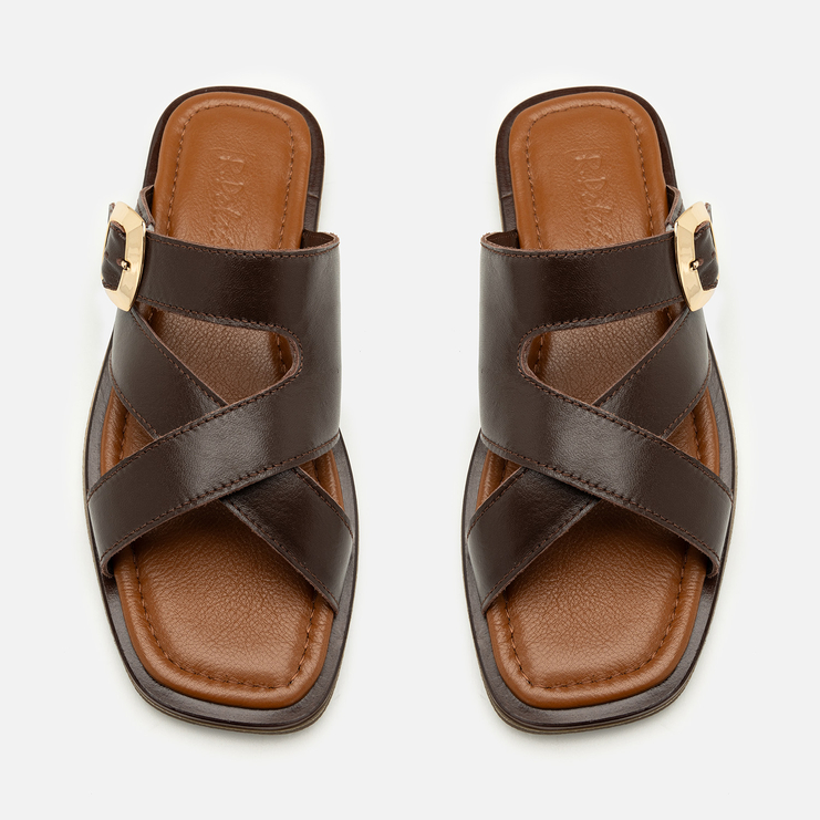 Klapki R.Polański 2139 - Brązowy Lico