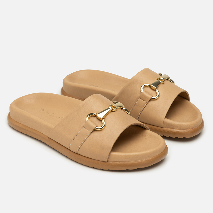 Klapki R.Polański 2215 - Beżowy Lico