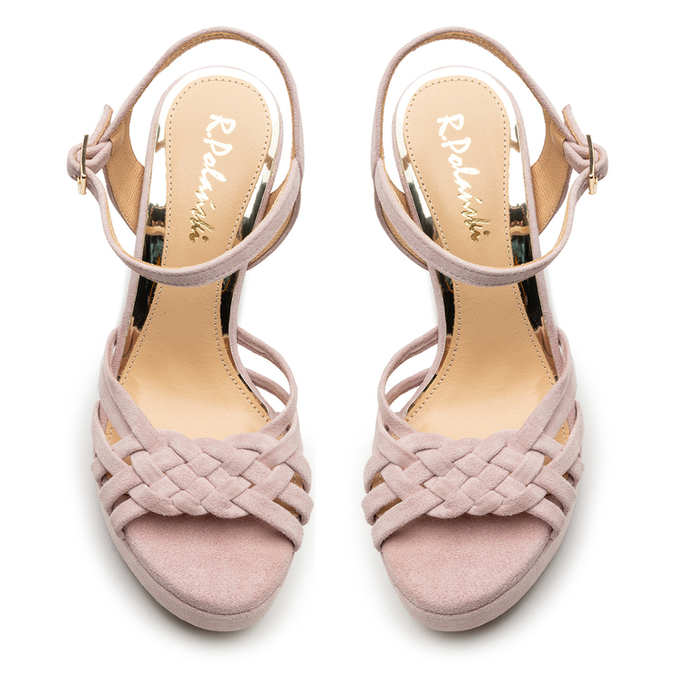 Sandały R.Polański 1666 - Różowy Zamsz