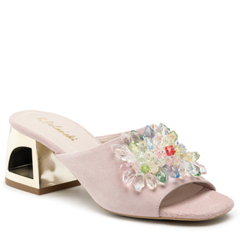 Klapki R.Polański 1021 - Różowy Zamsz