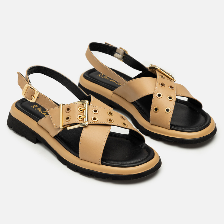 Sandały R.Polański 2210 - Camel Lico