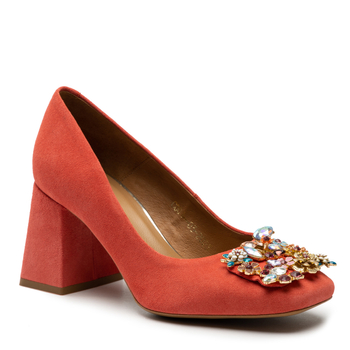 Czółenka R.Polański 1624 - Koralowy Zamsz