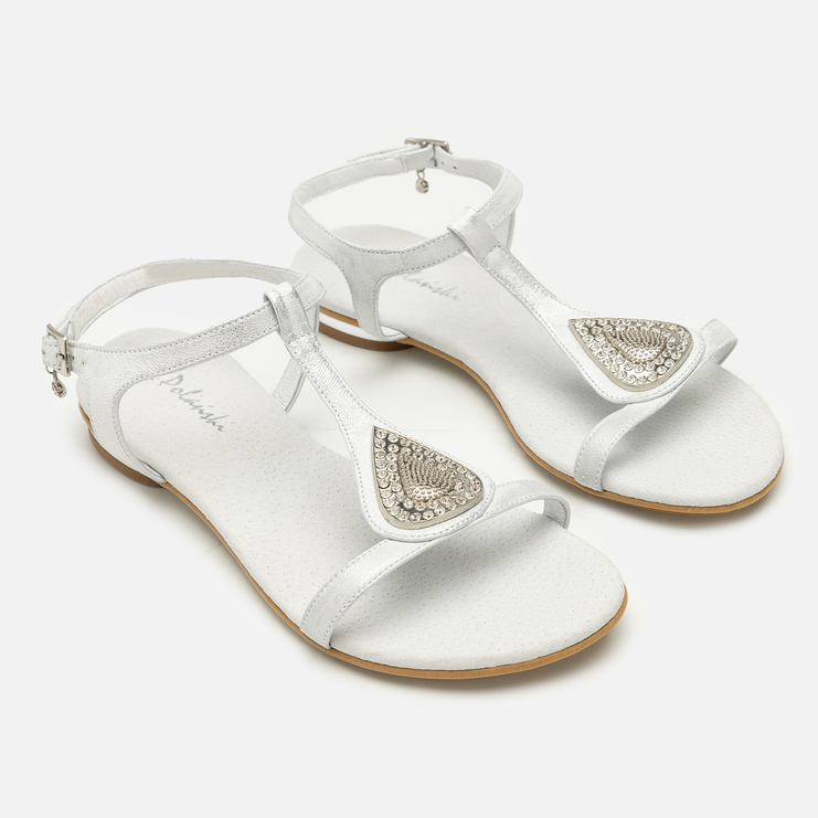 Sandały R.Polański 1023 - Srebrny Przecierany/Srebrny