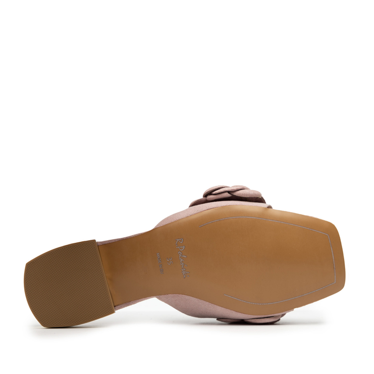 Klapki R.Polański 1281 - Różowy Zamsz