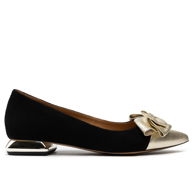 Baleriny R.Polański 1008 - Czarny Zamsz/Złoty