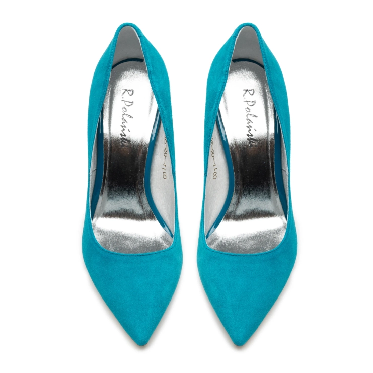 Czółenka R.Polański A001 - Turkus Zamsz