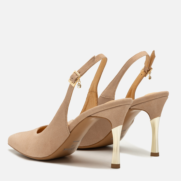 Sandały R.Polański 1014 - Beżowy Zamsz