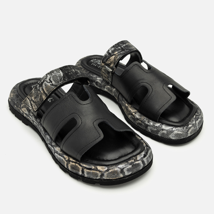 Klapki R.Polański 2137 - Czarny/Snake