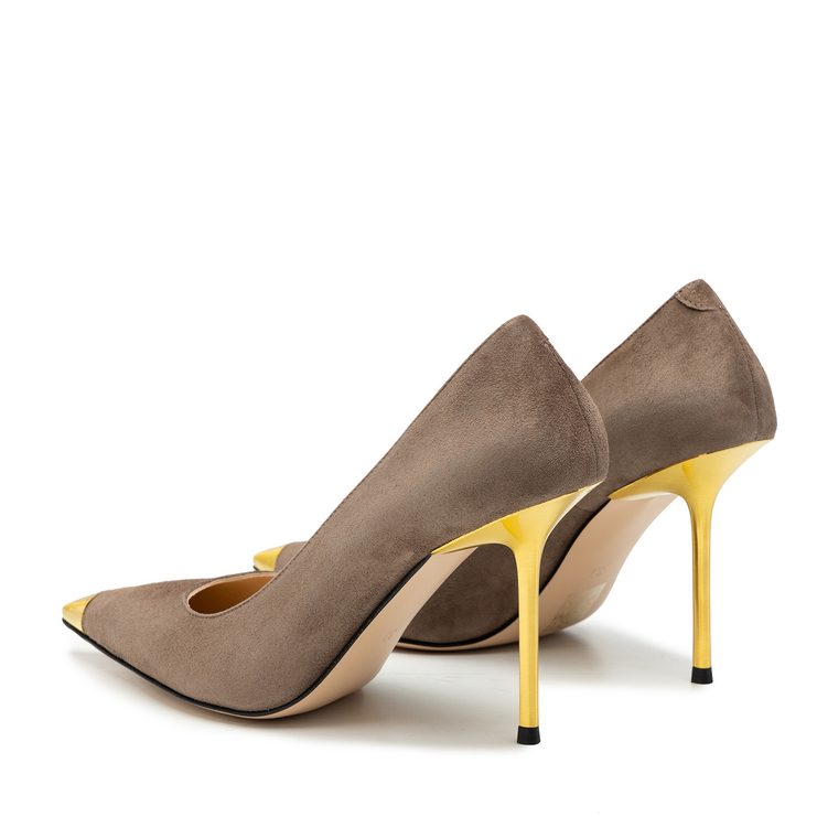 Szpilki R.Polański 2074 - Cappuccino Zamsz