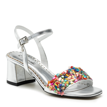 Sandały R.Polański 1123/A - Srebrny Lico