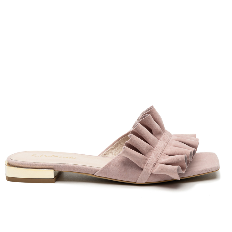 Klapki R.Polański 1282 - Różowy Zamsz