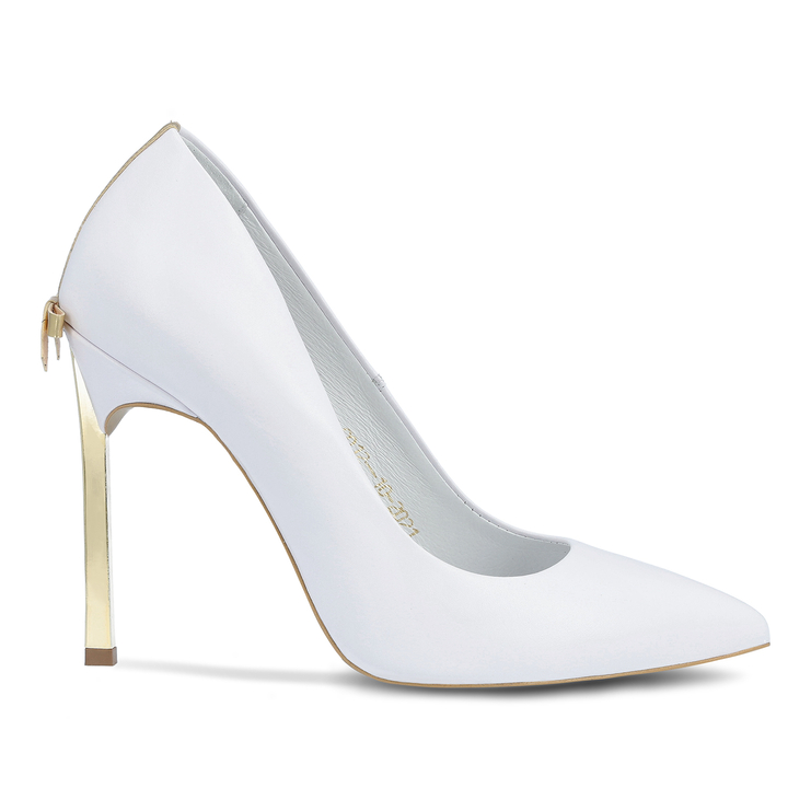 Szpilki 1223 - Biały Lico/Złoty