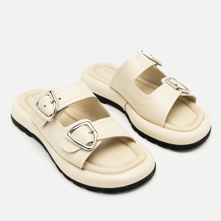 Klapki R.Polański 2131 - Beżowy Lico