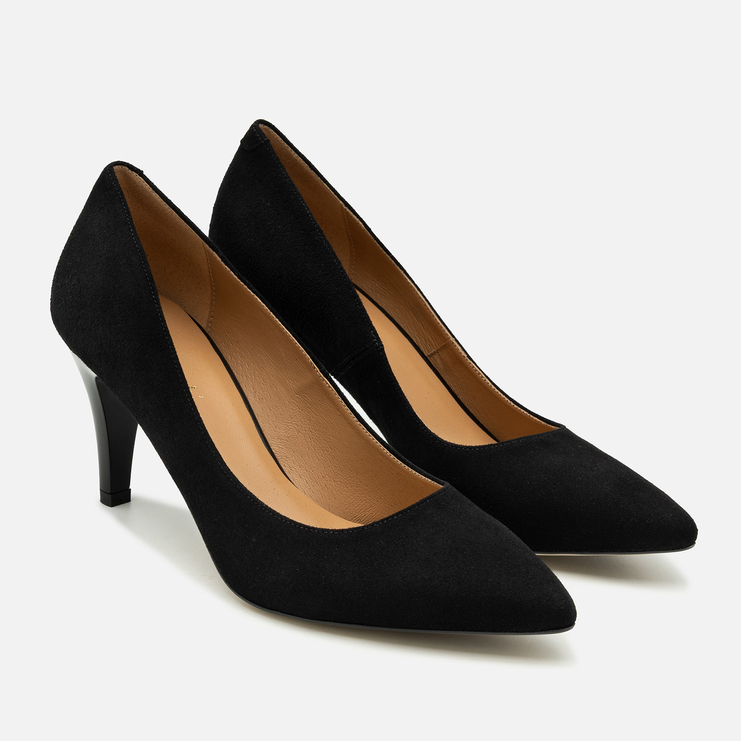 Czółenka 1066 - Czarny Zamsz