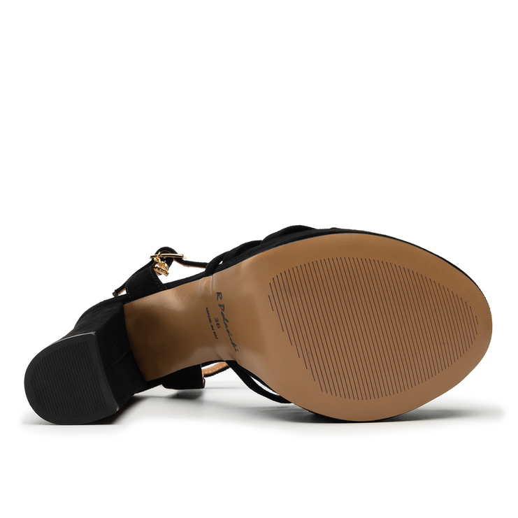 Sandały R.Polański 1666 - Czarny Zamsz